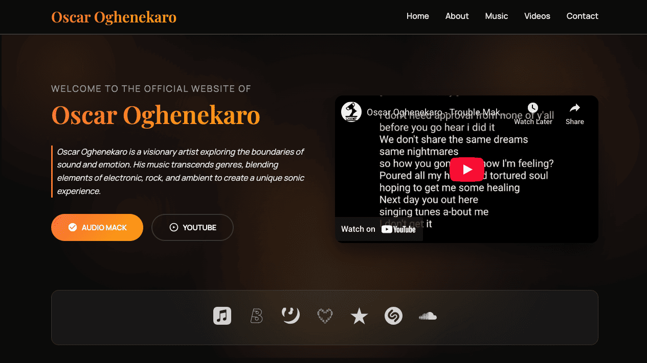 Oscar Oghenekaro Website Screenshot